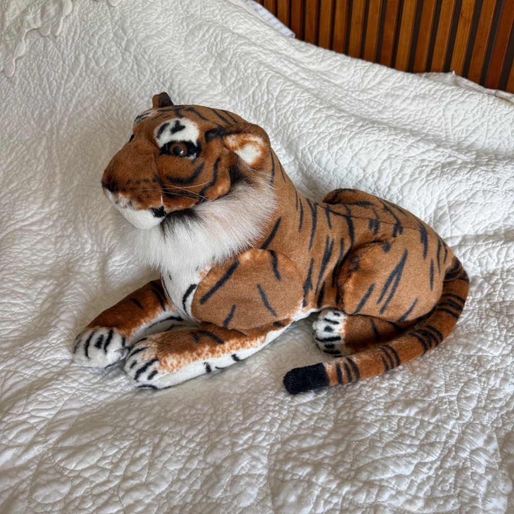 Toy Works LLC Realistic Bengal Tiger Plush Stuffed Animal 27" Large Laying Tiger - Picture 2 of 10